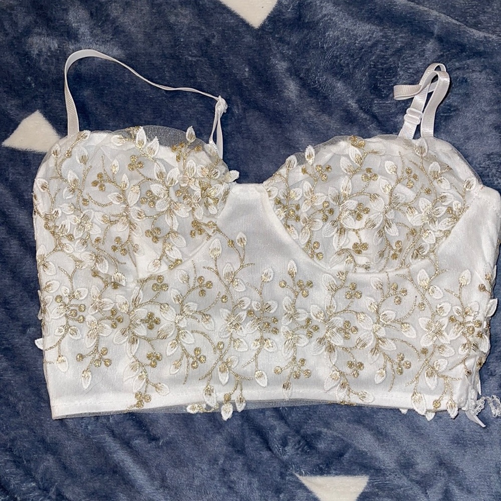 Mesh floral crop top